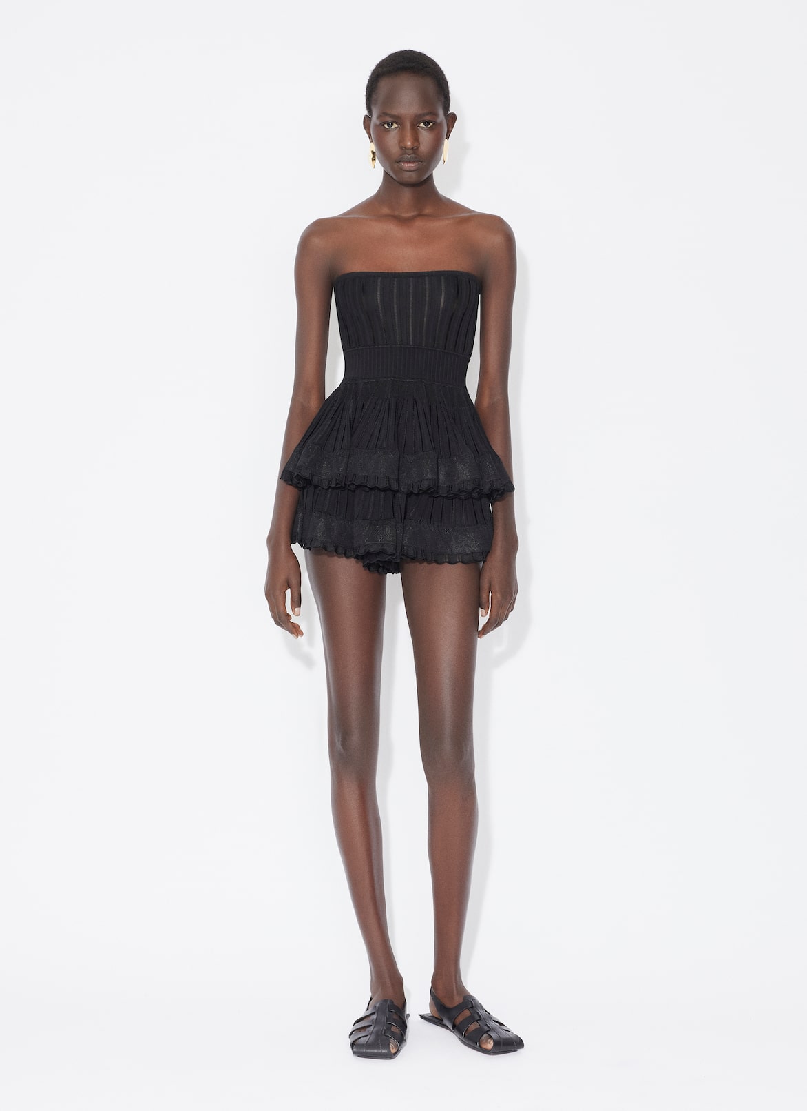 SPAGHETTI STRAPS CRINOLINE TOP ALAÏA BLACK SPAGHETTI STRAPS CRINOLINE TOP